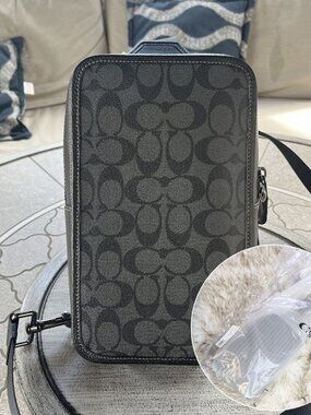 NWT Coach C9867 Sullivan Pack in Signature Canvas & Leather Charcoal Black